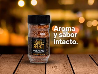 Café Select Soluble Liofilizado, más aroma y sabor